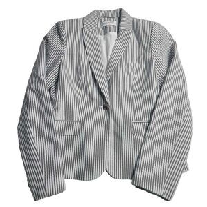 3443 Calvin‎ Klein Lux Pinstripe Black/White One Button Blazer Women's 6